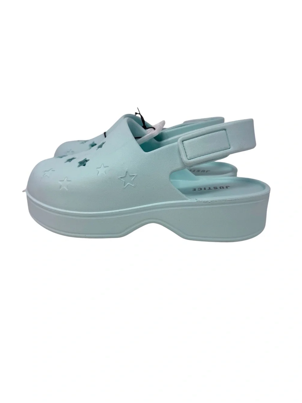 Justice Mint Green Star Clog Sandals girls size US 3 /EU 35 NWT